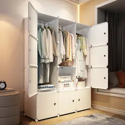 Home Bedroom Furniture Simple Wardrobe Clothes Cabinets Dressers Cube Storage Locker Baby Closet Plastic Collapsible Dustproof