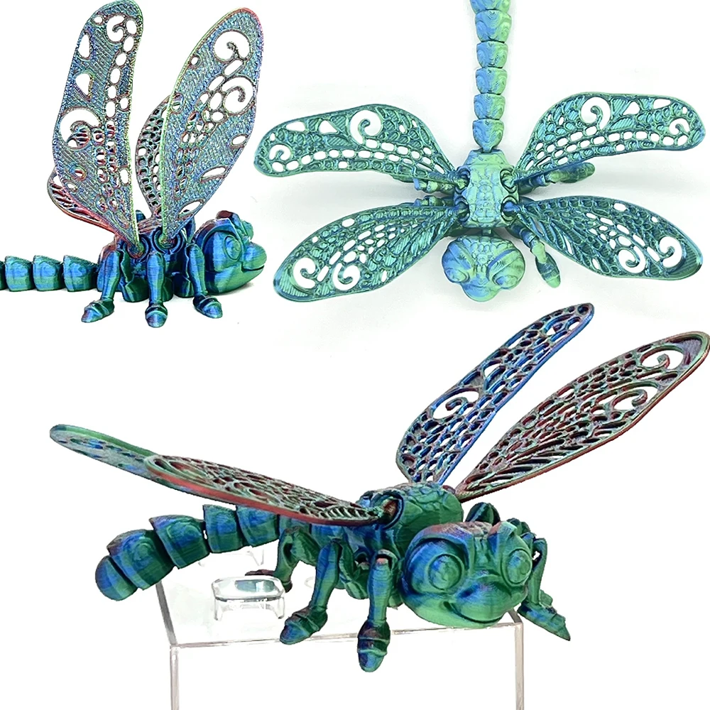 Figuras impresas en 3D de insectos, juguetes de libélulas, modelo de Múltiples articulaciones, adorno móvil, Animal decorativo, juguete de escritorio, regalos novedosos para niños