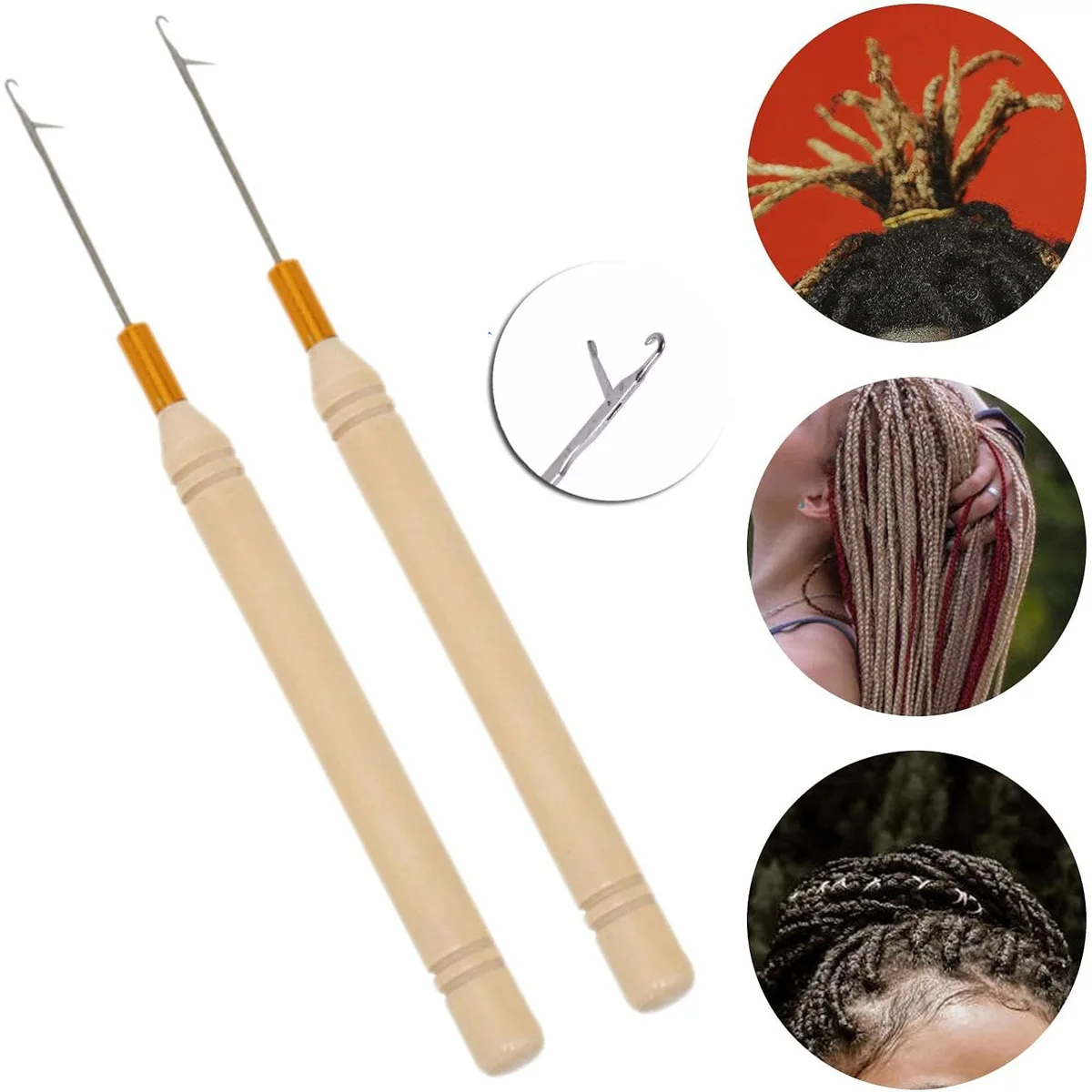 

1Pcs Wooden Handle Hook Needle / Micro Rings Needle /Hair Tools For Micro Rings Hair Extensions Micro Braids Tools Sewing Tools
