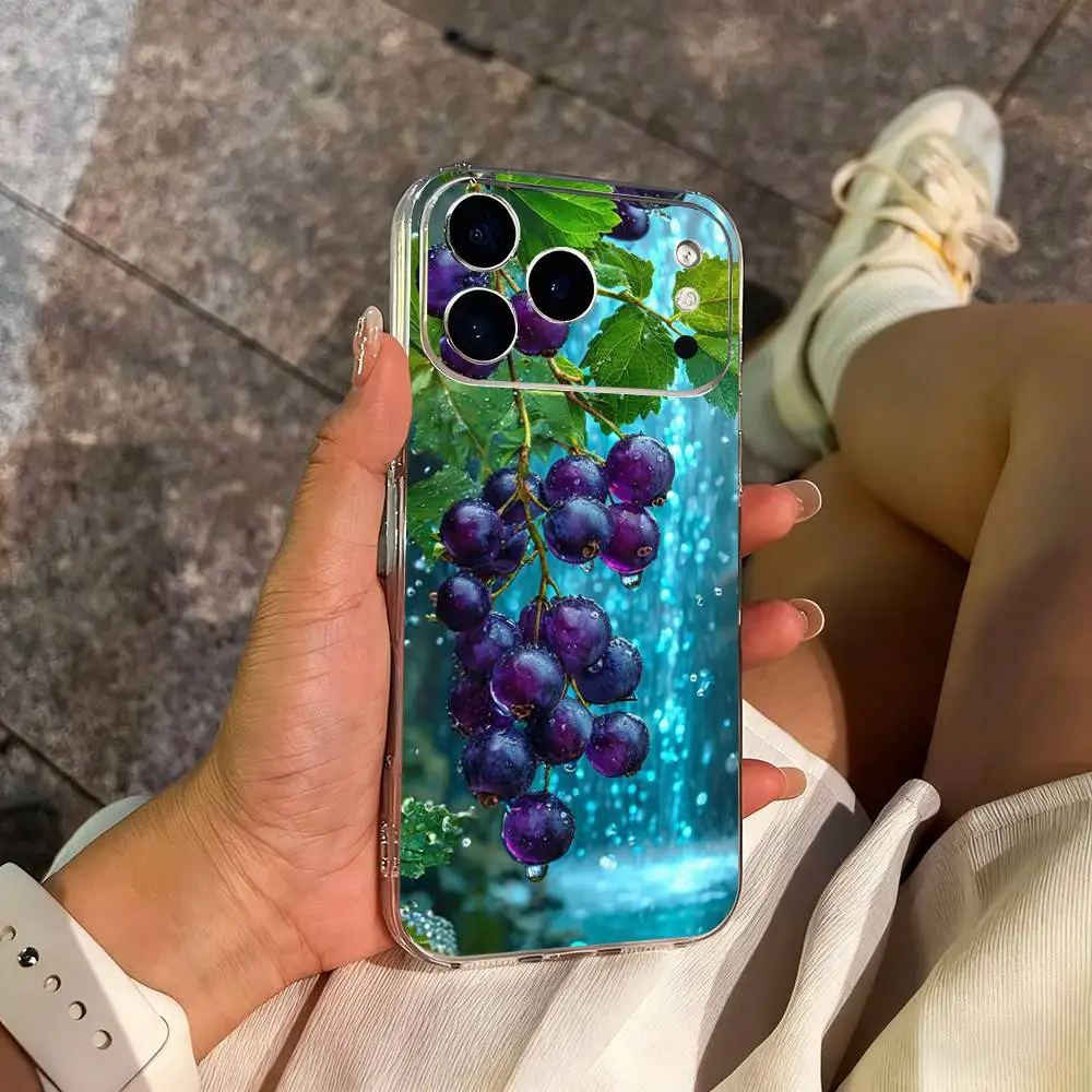 حافظة هاتف على شكل عنب أرجواني فواكه لهاتف آيفون 14,13,12,11,17,16,15,Pro,Max,Plus,X,XS,XR,SE,غطاء ناعم شفاف صغير #2