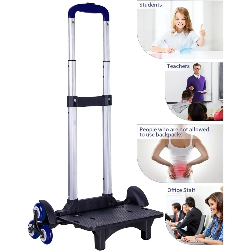 Backpack Trolley with 6 Wheels Can Climb Stairs Foldable Rolling Luggage Cart Kids Luggage Accessories School Bag Stroller