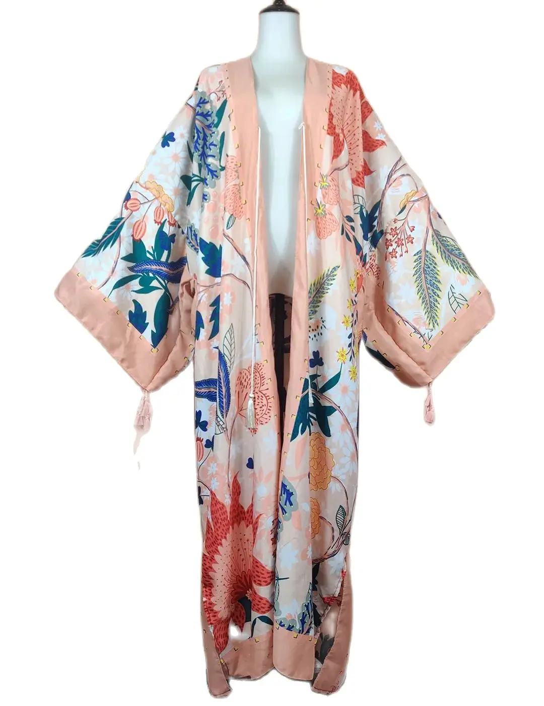 Plus Size African Summer Fashion Women Cotton Printed Long Kimonos Europe Holiday Beach Sexy lady Bikini Cover Up Muslim Coat