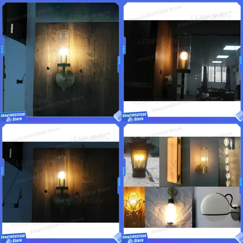 LT Yihao Handmade Black Gold Glass Wall Lamp LED Light for Living Room Bedroom Bathroom Bedside Hotel Decoration Transparent