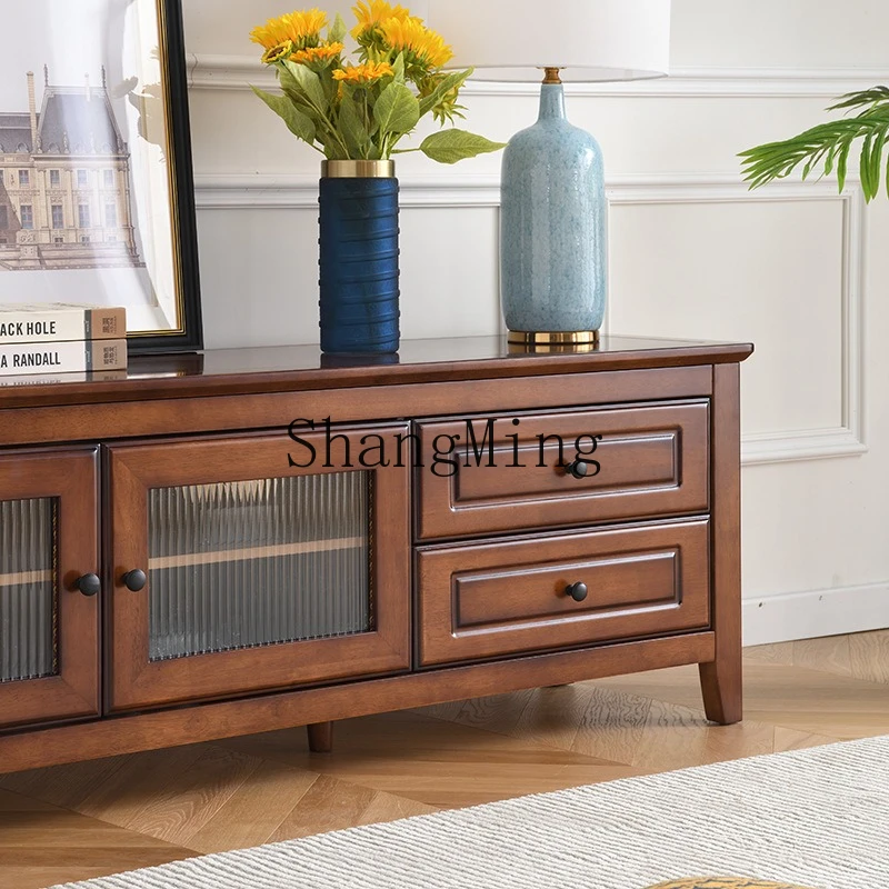 

FG light luxury solid wood coffee table TV cabinet living room small apartment storage locker retro TV cabinet