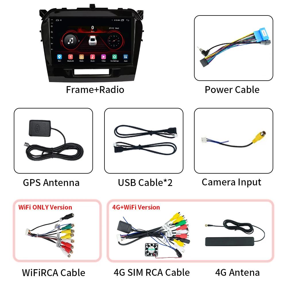 Android Car Radio For Suzuki Vitara 2014 2015 2016 2017 2018 2019 Multimedia Video Player Navigation GPS WIFI 4G 2 Din Car Radio