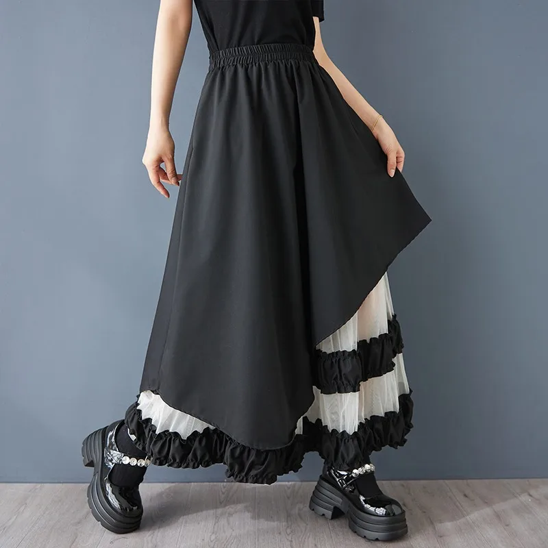 

Маленький и нишевый дизайн, сетчатая юбка нестандартной формы, свободная и повседневная, нестандартная юбка А-силуэта с завышенной талией.