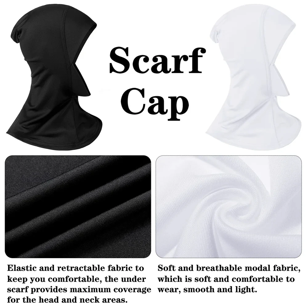 Ramadan Muslim Underscarf Women Modal Hijab Cap Adjustable Muslim Stretchy Turban Full Cover Shawl Cap Full Neck Coverage