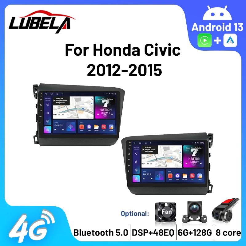 

Carplay Auto Radio Blutooth Multimedia DSP Player Android Auto Wireless 8Core for Honda Civic 2012 2013 2014 2015 FM AM Radio