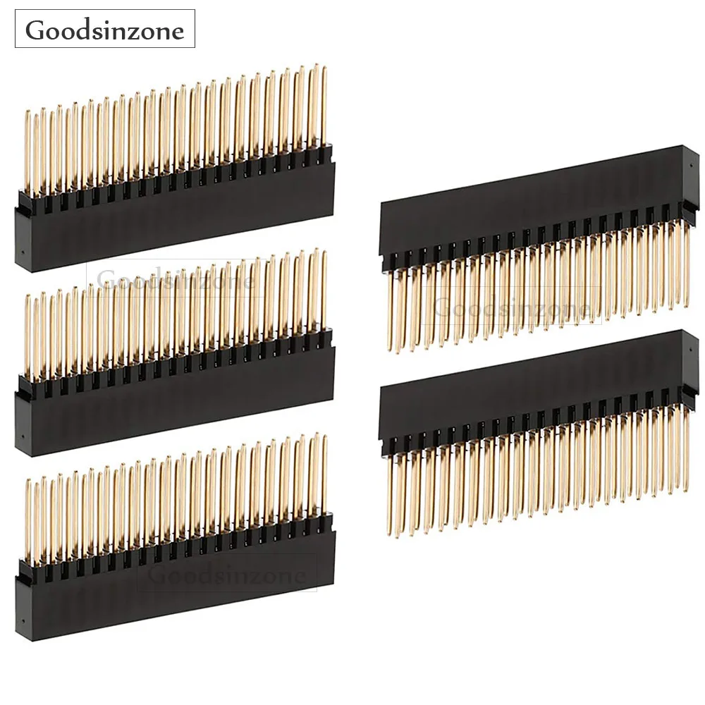 5-Pack 40-Pin Extra Tall Female Stacking Headers for Raspberry Pi - 2.54mm Pitch Compatible with Pi A+/B+/2/3/4/5