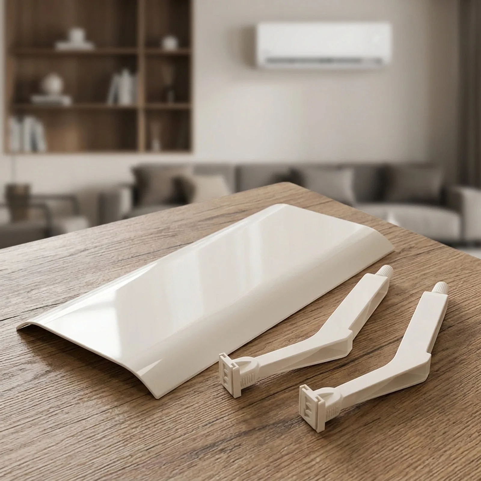 AC Wind Deflector for Horizontal Air Vents on Ceiling Units Provides Smooth Air Steering Without Blocking Full Airflow Capacity