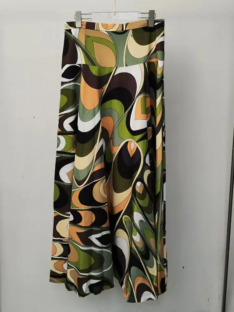 2026 Spring Women's New Lapel Single-breasted Long-sleeved Printed Shirt Two-piece+A-shaped Skirt Fashion Set with High Wa image 5