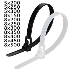 30PCS Detachable Nylon Strap Black 5mm 8mm Reusable Self-locking Strap Retractable Zipper Strap Fixed Strap Black 5*200 5*300