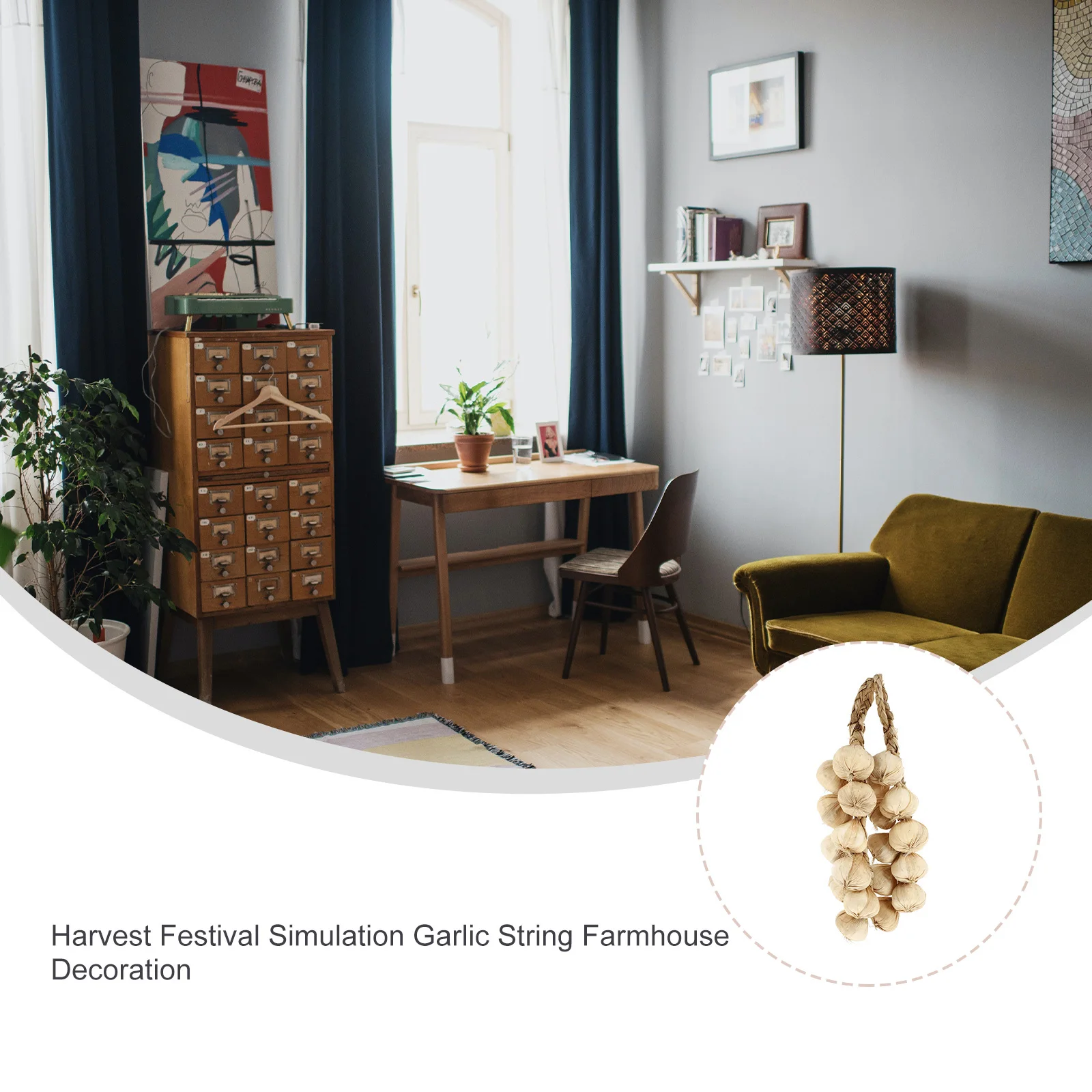 Cuerdas colgantes de ajo realistas, modelos ligeros de vegetales artificiales para Hotel, comedor, Universidad, jardín de infantes, 2 uds.