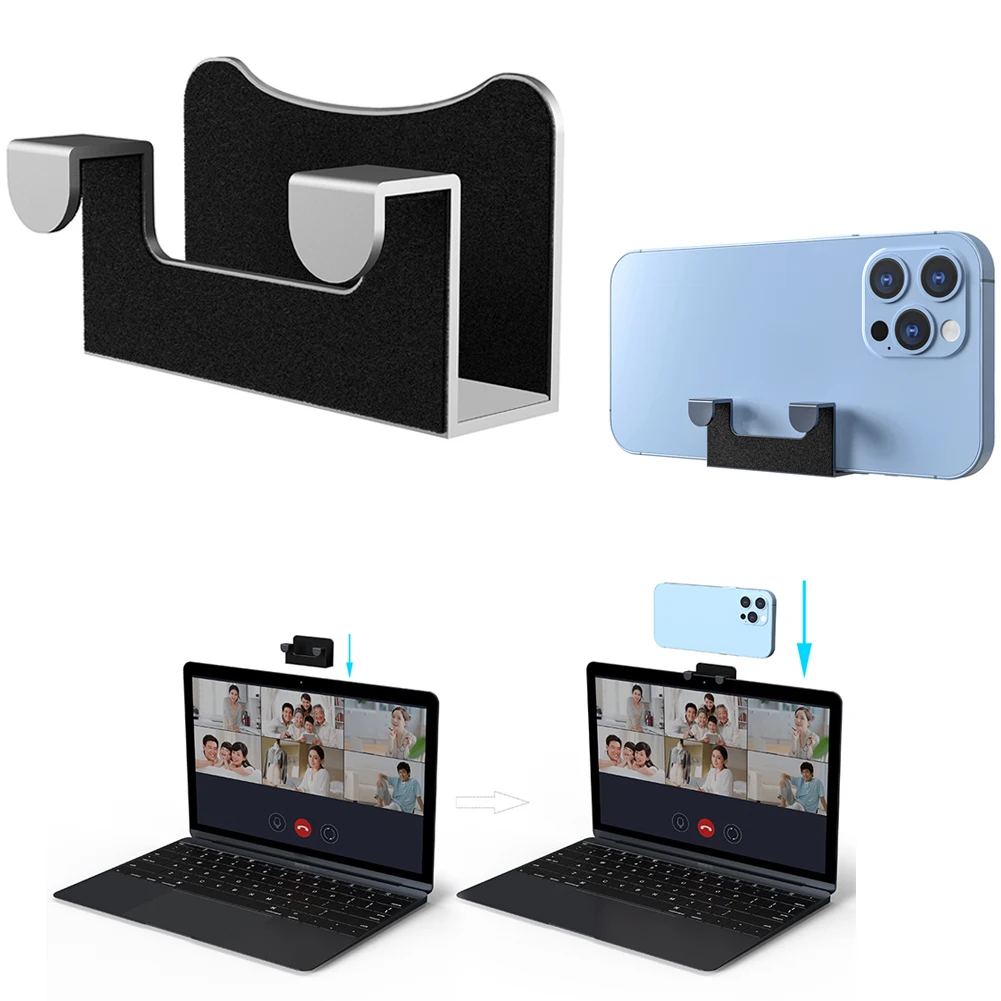 Anti Slip Phone Holder Stainless Steel Phone Webcam Mount Desktop Removable Accessories for MacBook/iPhone 14 13 12 for iOS 16.0