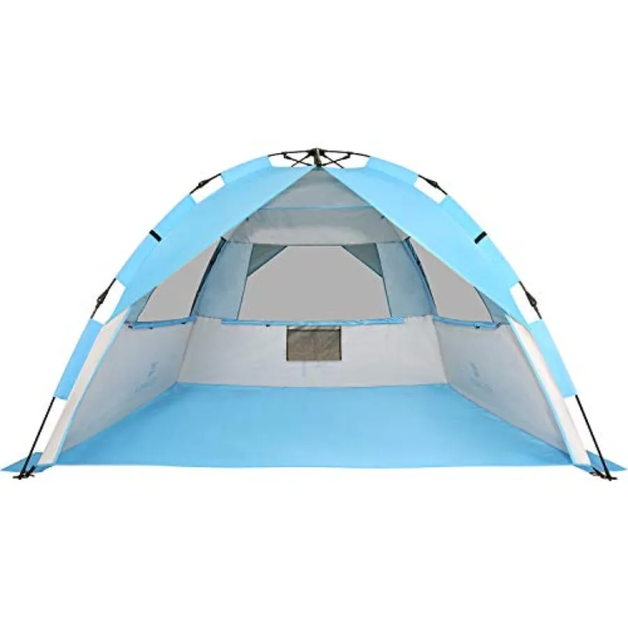 

Deluxe XL Pop Up Beach Tent, 3-4 Persons Easy Setup Sun Shelter Canopy with UPF 50+ UV Protection Extral Wide 70.9 in
