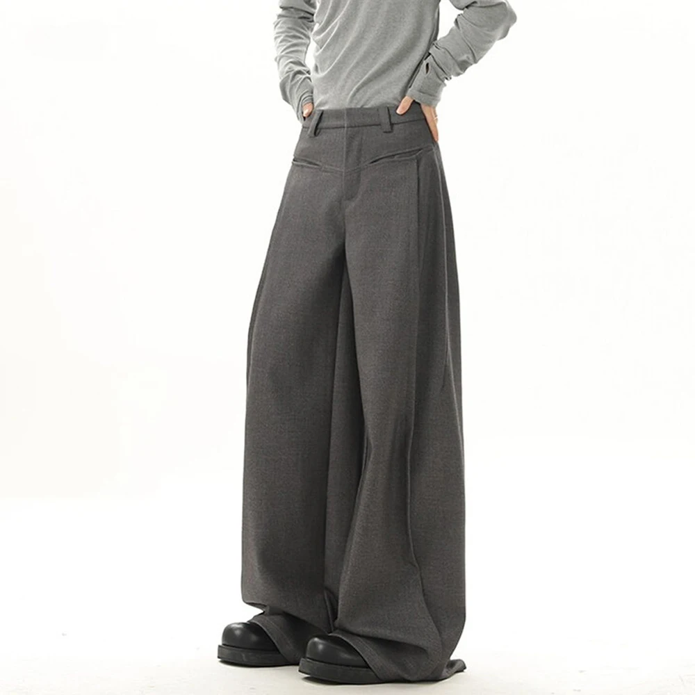 Retro Old Money Style Trousers Unisex Loose Wide-Leg Drape Fashion Casual Trousers 2025 Autumn New Loose Solid Color Men's Pants