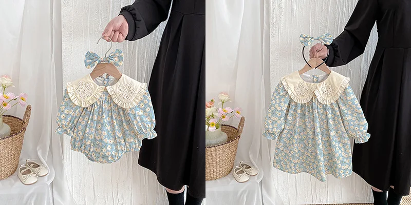 ZOETOPKID 2026 Neue Kinderkleidung Prinzessinnenkleider Baby-Strampler Langärmelig Baumwolle Spitze Patchwork 0-24M Mädchen Partykleid – Detail 5