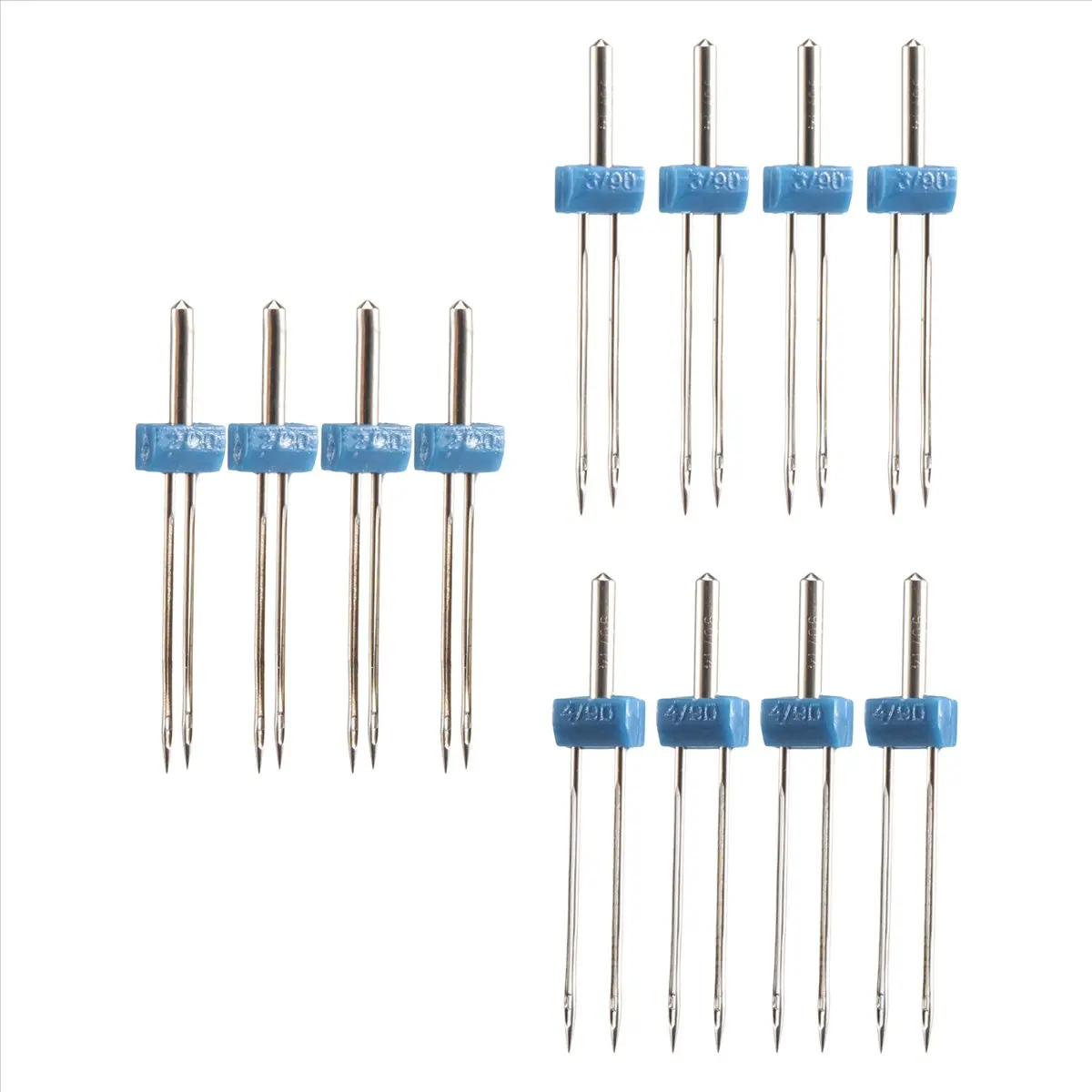 【2026 TOP Global】12 Pieces Twin Needles, Double Twin Needles with Plastic Box for Household Sewing Machine, 3 Sizes Mixed 2.0/ 9