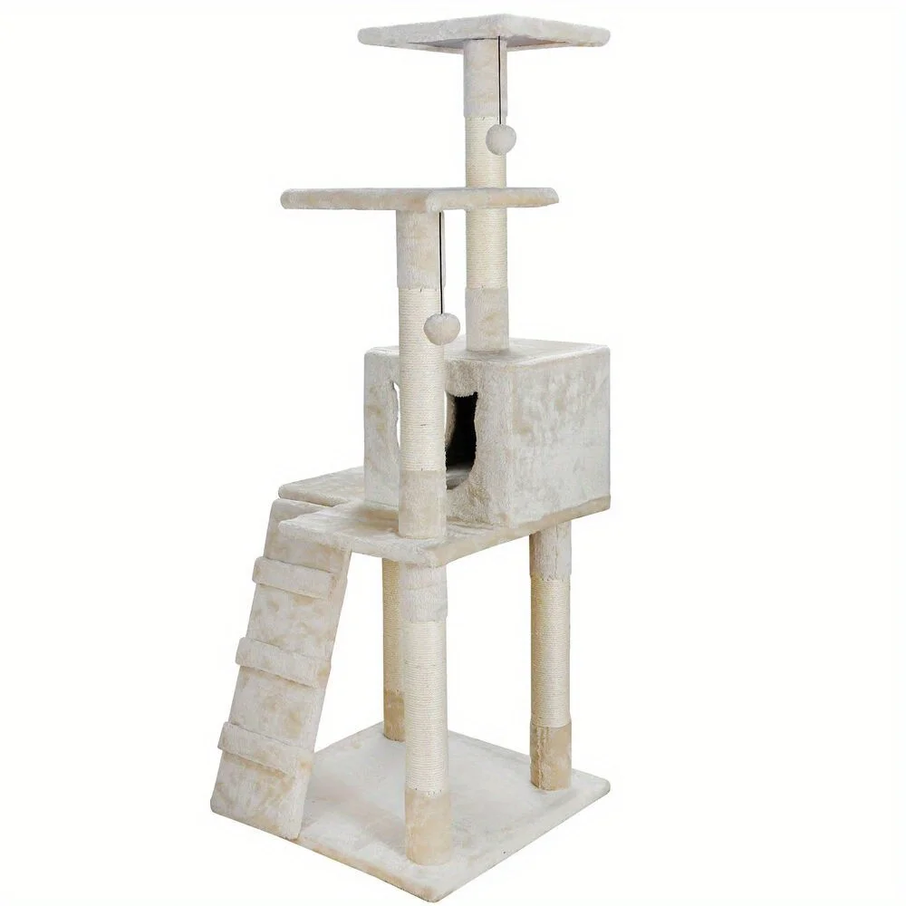 

52" Cat Tree Activity Condo Furniture with Sisal-Covered & Perch & Scratch Post