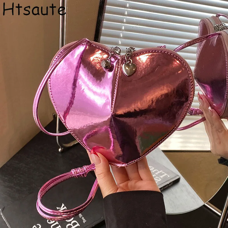 

Heart Shaped Flaps For Women Mini PU Leather Shoulder Bag Purse Mini Handbags Ladies Phone Shoulder Bags Simple Solid Bag