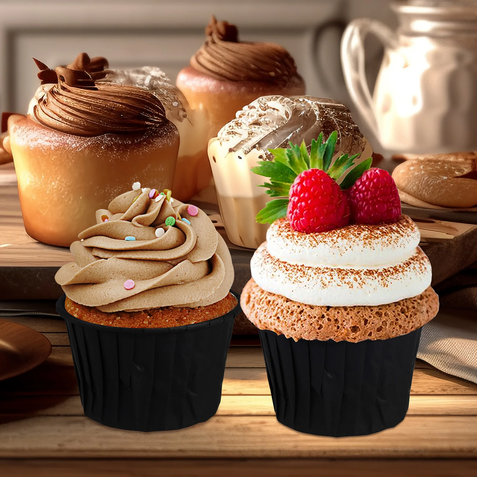 

60 PCS Cake Cups Cheesecakes Baking Supplies Accessory Crimping Cupcake Wrappers