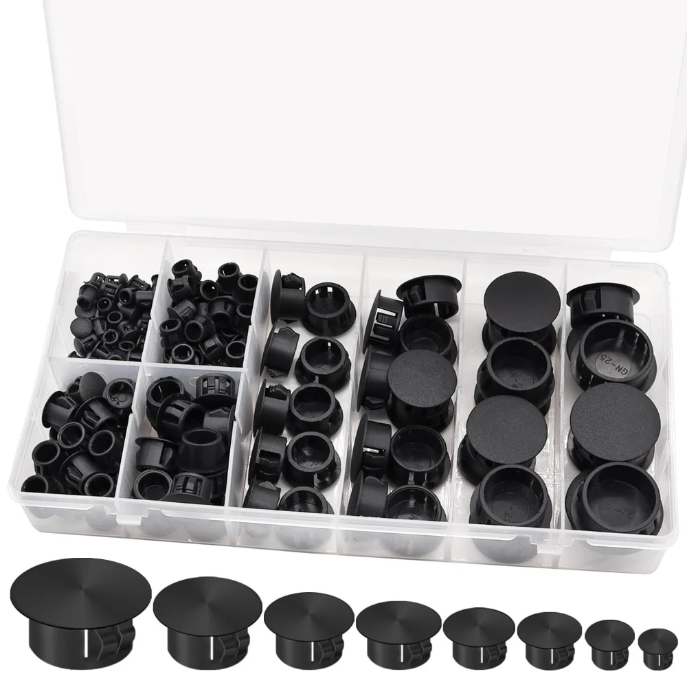 135 قطعة غطاء أسود المسمار من نوع التوصيل رئيس الأثاث غسالات البلاستيك ثقب المقابس جولة التوصيل رئيس الأجهزة غسالة قفل زر التوصيل