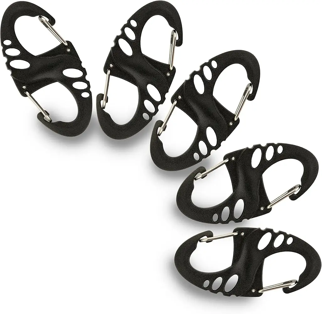 5Pcs Mini Carabiner Clip for Zipper Compact Buckle Keychain Plastic Double Spring Snap Hook Key Ring Outdoor Camping Hiking Tool