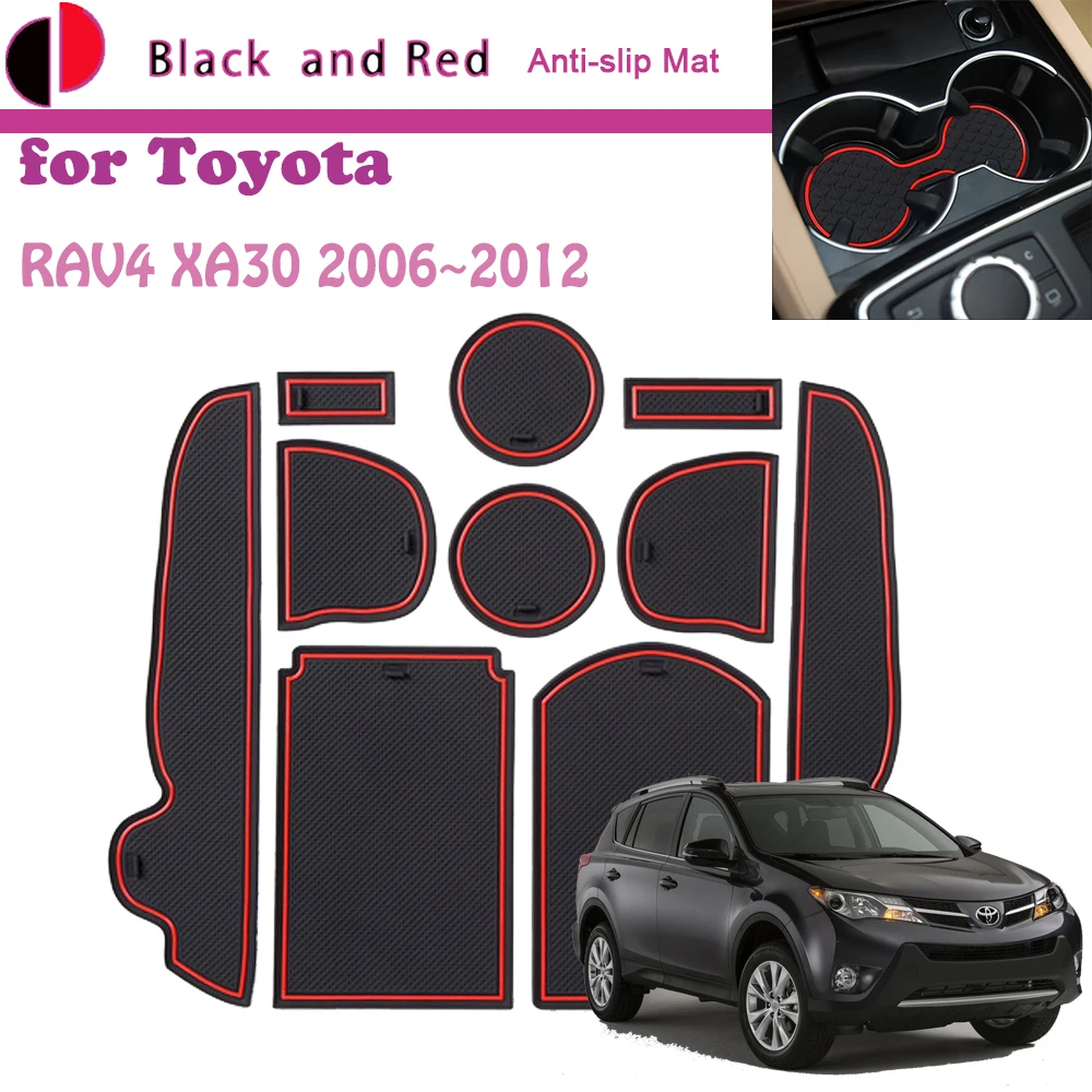 

Rubber Door Groove Mat for Toyota RAV4 XA30 Vanguard 2006~2012 Cup Holder Cushion Gate Slot Coaster Dust-proof Sticker Pad Auto