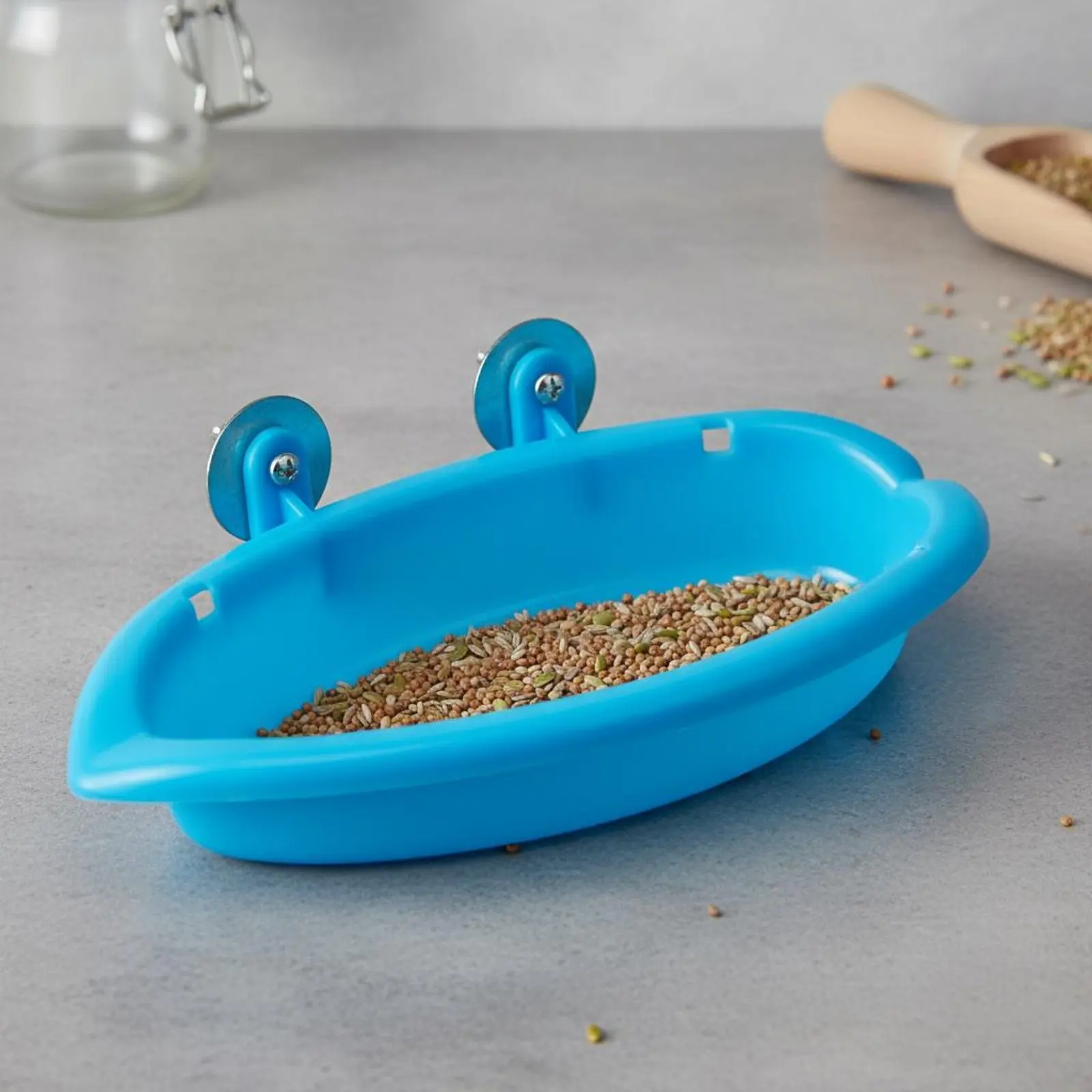 

Bird Bath Basin with Mirror Multifunctional Parrot Bath Tray Bird Bathtub Easy to Pet Hygiene Accessory Safe Plastic for Parrots