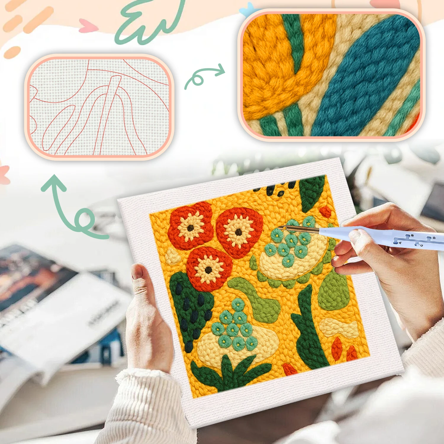 DIY punch needle Cross Stitch  - огляд і ціна Embroidery Roll Pattern