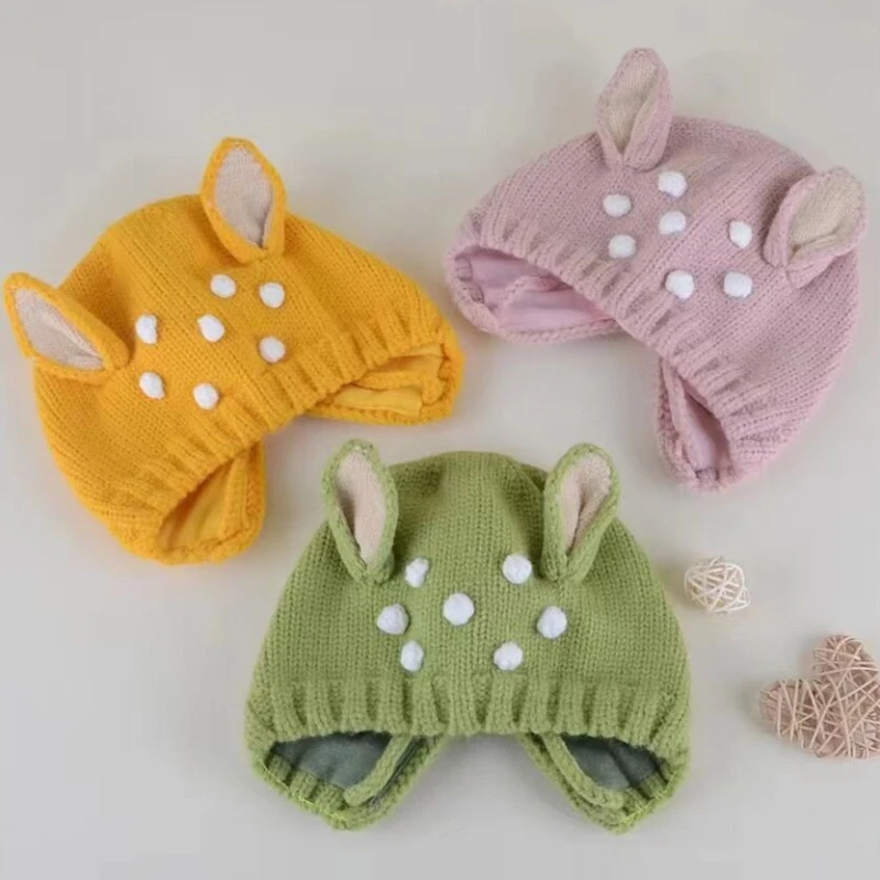 Niedliche Cartoon-Babymütze mit Ohrenschutz, warme Wintermütze aus Wolle, gestrickt, für Babys und Kleinkinder, 6–36 Monate, für Jungen und Mädchen, gehäkelte Mütze, Kopfbedeckung. – Detail 2
