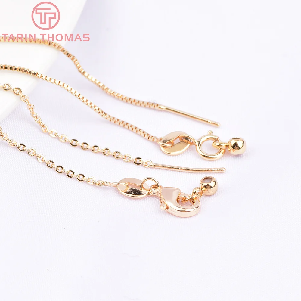 (3038)2PCS Length 80MM 24K Gold Color Brass Finished Bracelet Chain High Quality Jewelry Making Findings Accessories Wholesale