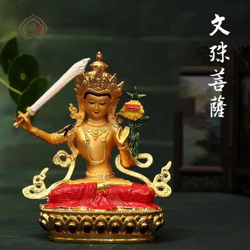 Painted Buddha Statues of Various Kinds Painted Alloy Gilded Green Tara Medicine Buddha Small Statue Wholesale
