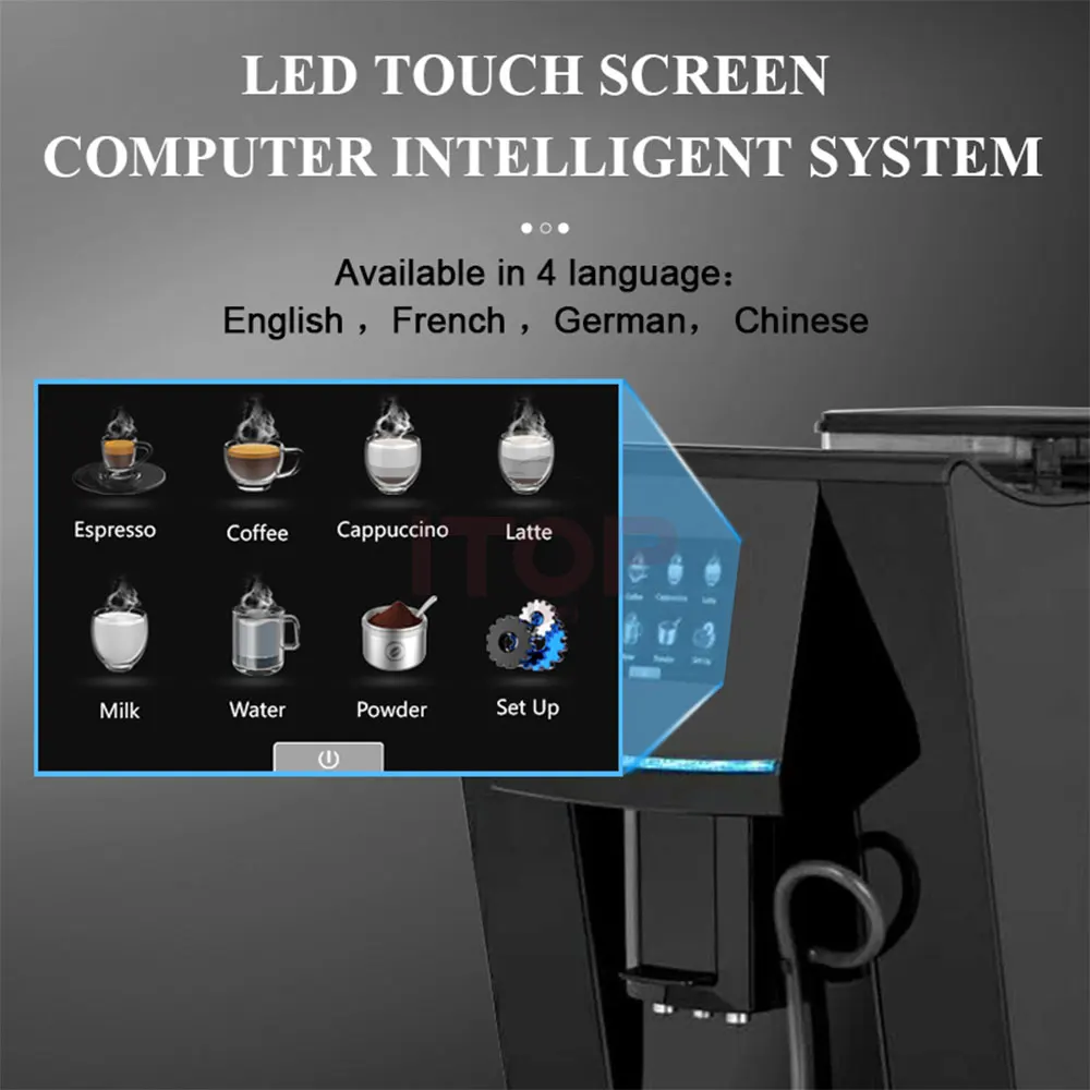 ITOP S8 Automatic Coffee Machine 19Bar ULKA Pump One-touch Automatic Espresso Americano Latte Cappuccino Coffee Machine 110-220V