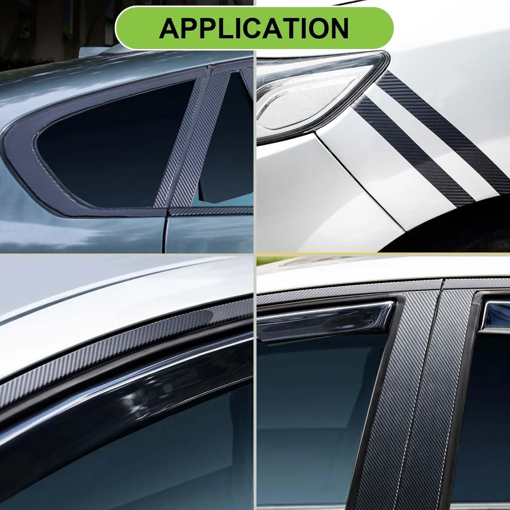 3D Carbon Fiber Vinyl Wrap Tape，Black Self Adhesive Car Detailing Protective Film, 1.9Inch x 20 ft，2Rolls
