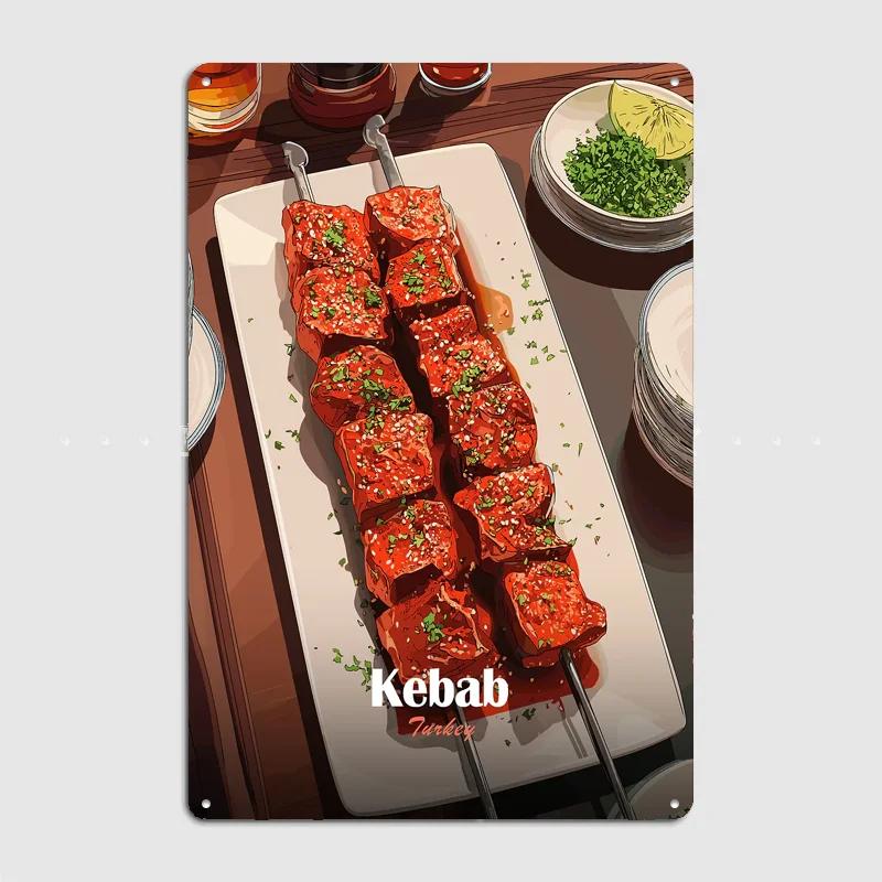 Turkish Kebab Skewers Vintage Poster Metal Sign Custom Bedroom Room Decor Home Decor Posters Wall Decoration