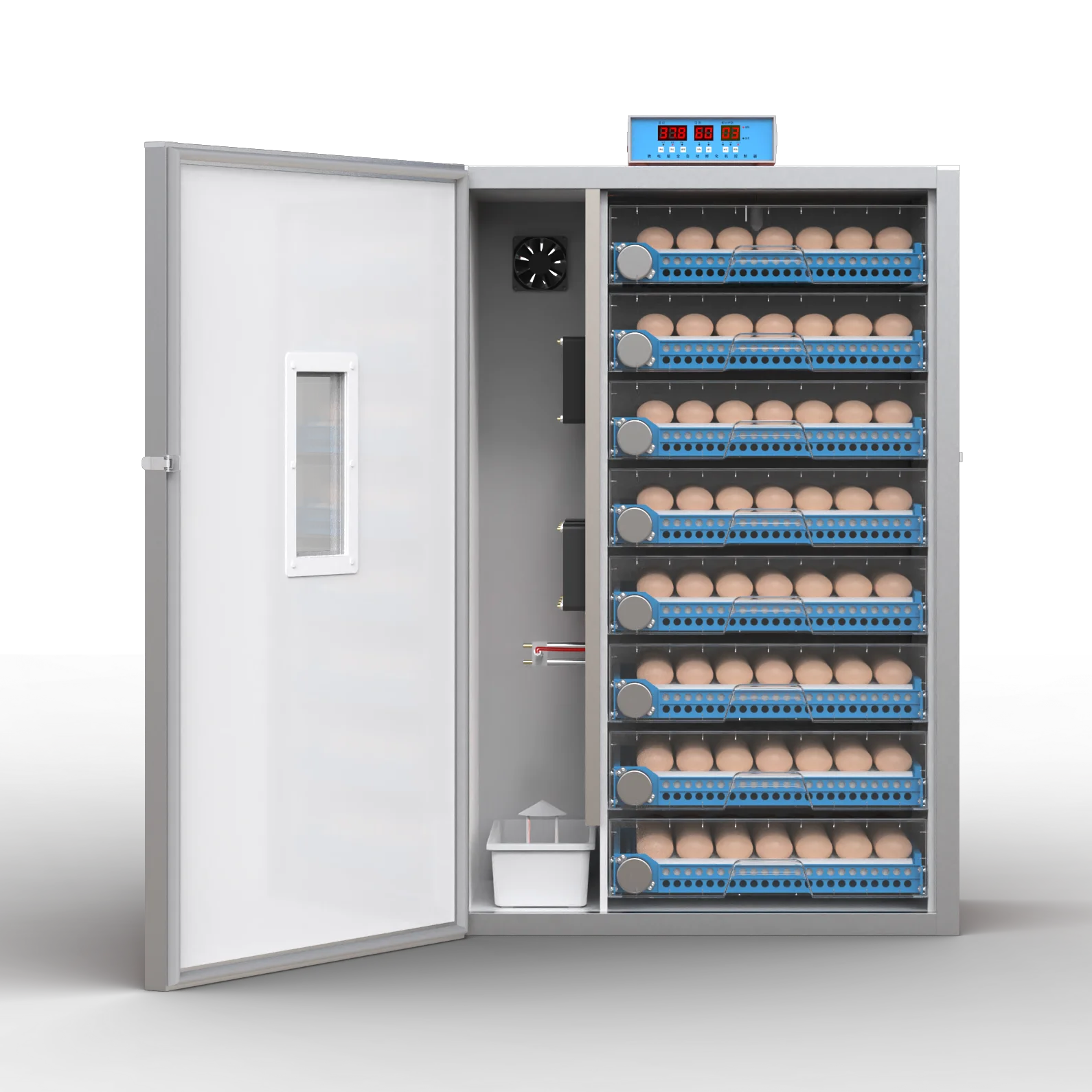 

Dual power supply 512 eggs commercial incubator drawer design roller egg tray
