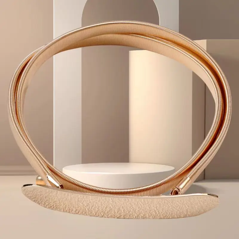 Damen-Gürtel, modisch und vielseitig, dekorativer Metall-Elastikgürtel, goldener Taillengürtel, luxuriöser Gürtel für Damen – Detail 2