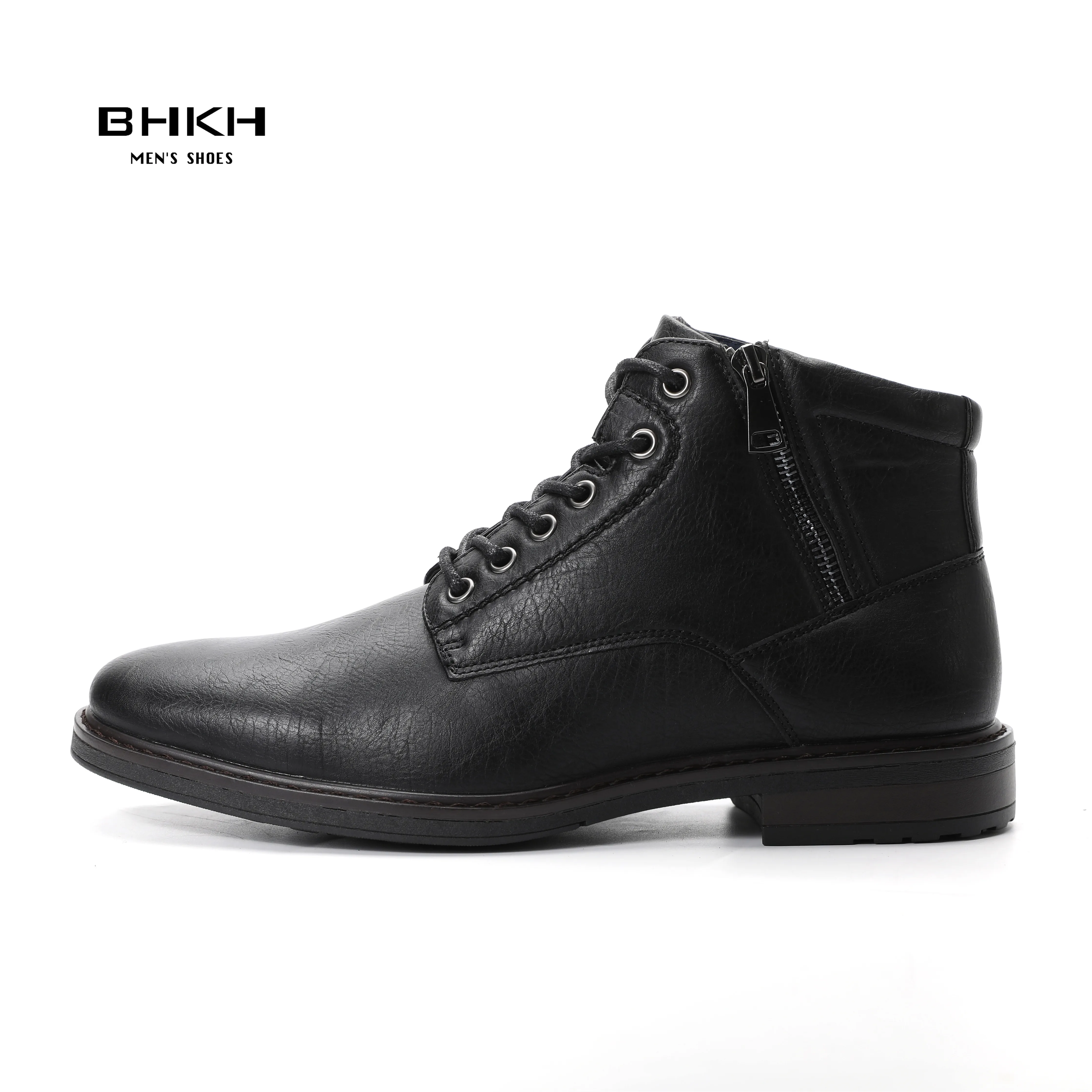 BHKH-botas con cordones para hombre, botines con cremallera, zapatos de vestir inteligentes para negocios, trabajo y oficina, otoño e invierno, 2024