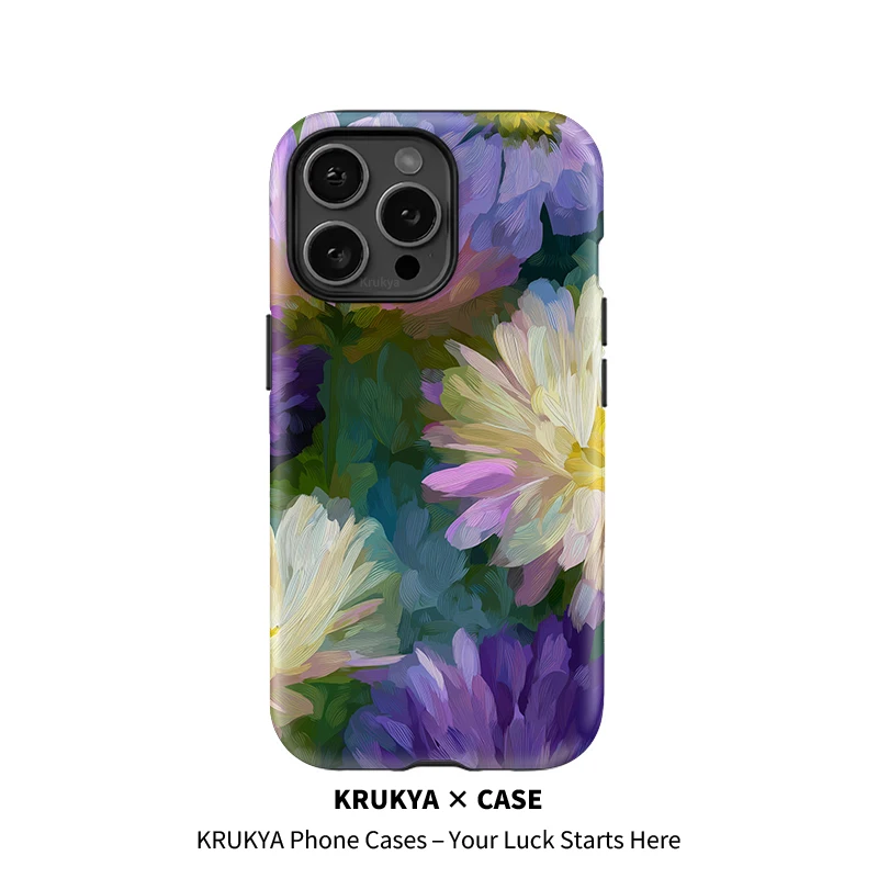 

Krukya Shockproof Soft Phone Case For iPhone 13 15 Pro Max 14 12 16 17 Air 11 XS XR X SE 2022 Flower Silicone Matte Cover