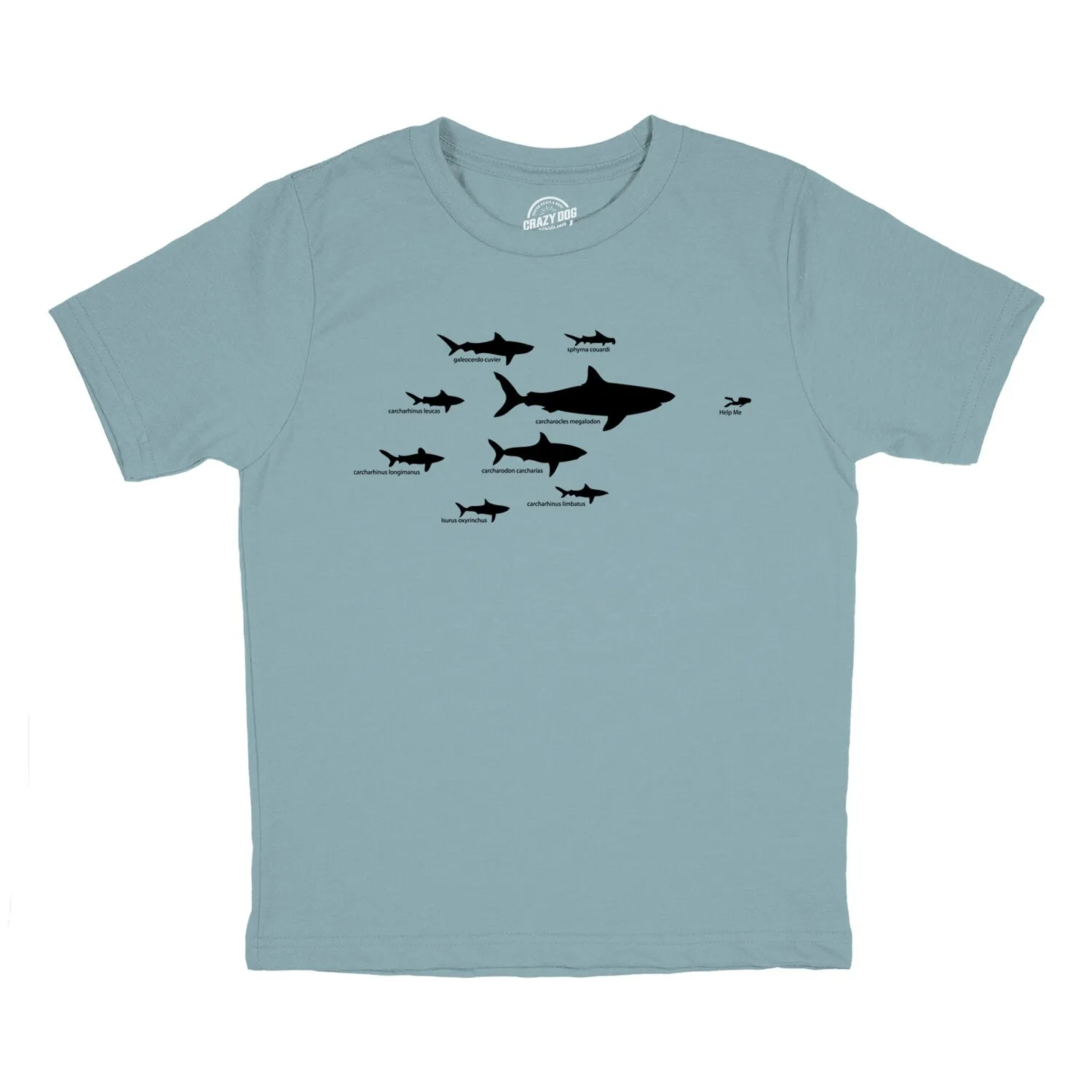 Youth Shark Types T Shirt Hierarchy Funny Great White Ocean Lovers Cool For Kids