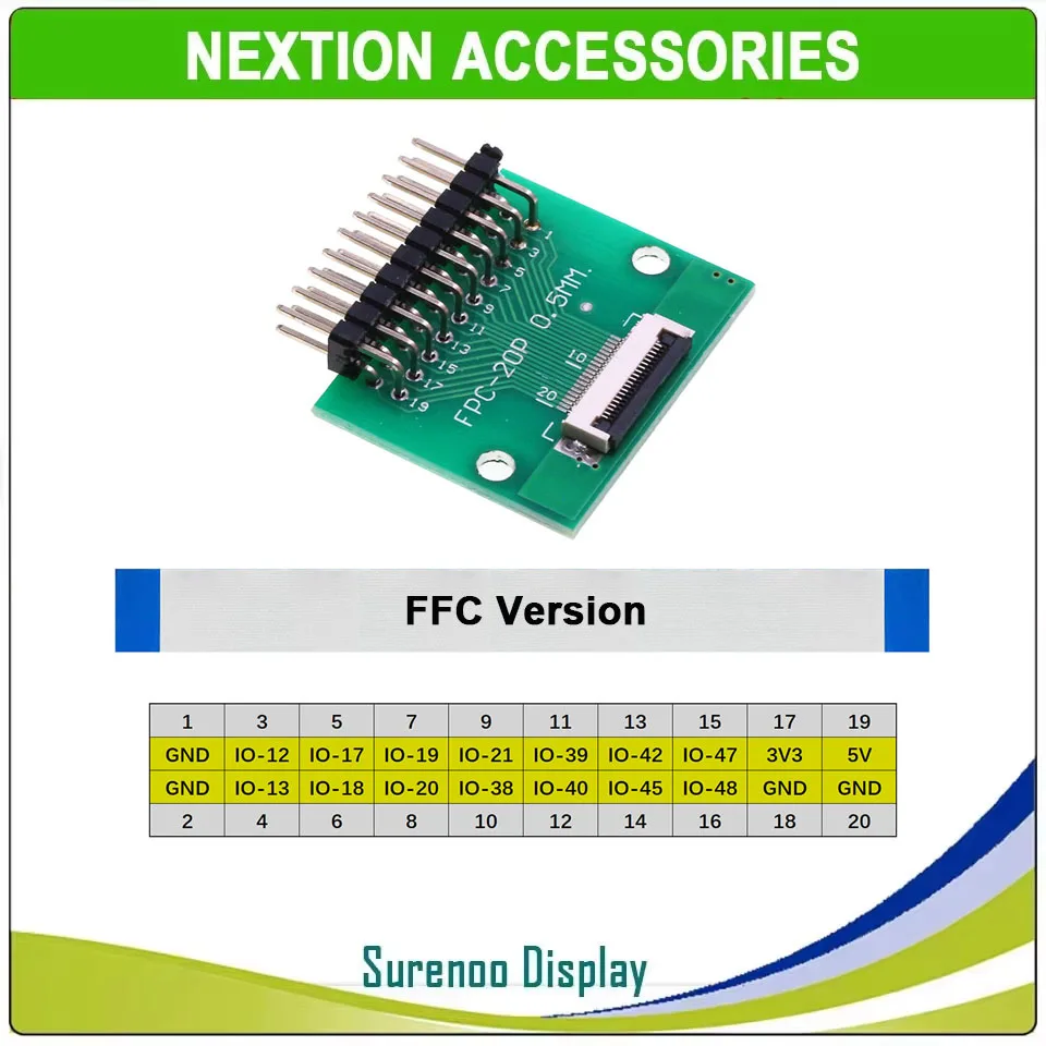 

Адаптер Nextion IO (20P/0.5) для Open Nextion Genius ESP32-S3 HMI UART LCD, модуль с сенсорным экраном ONX2432G028 ONX3248G035
