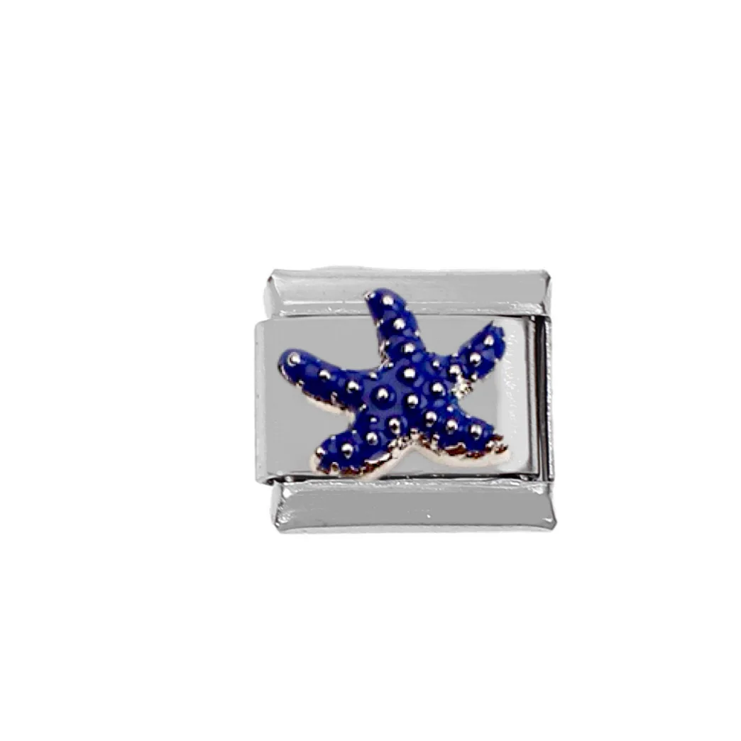 DAVINI 1pc 304 Stainless Steel DIY Charm Bracelet Coral Starfish Tropical Fish Module Italy Charms Elastic Bracelet