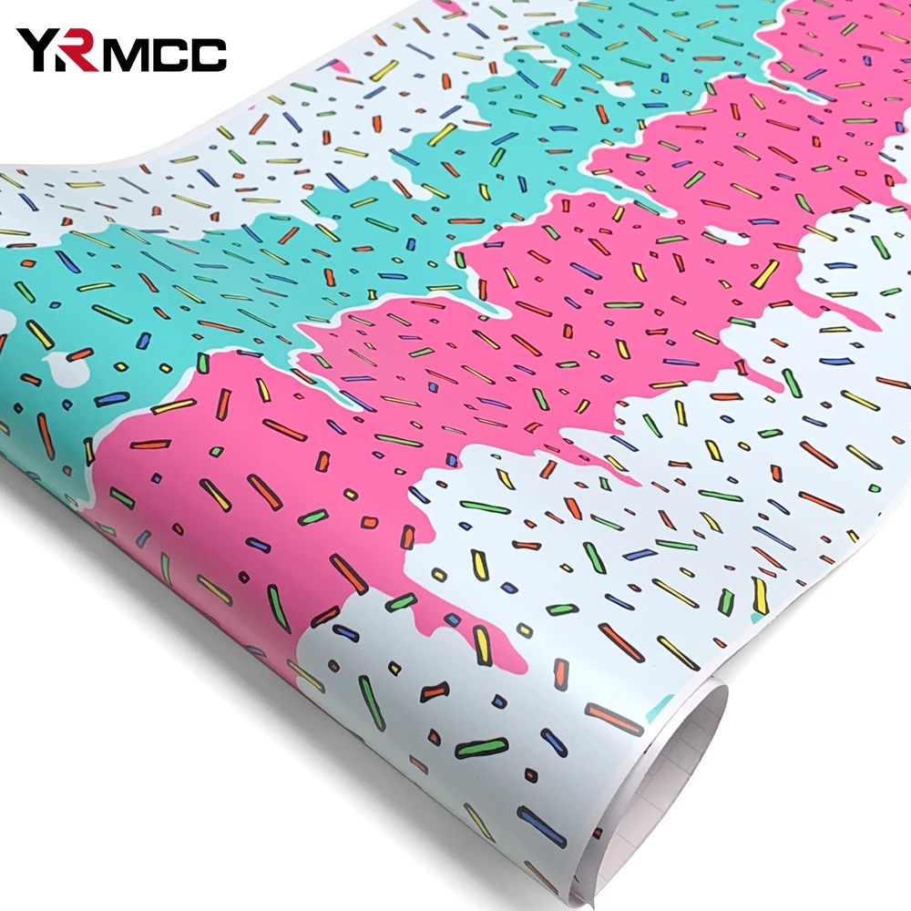Exterior Car Vinyl Paper for Car Candy-colored Camouflage Auto Outdoor Accessories Graffiti Print Vinyl Wrap Motorcycle Stickers