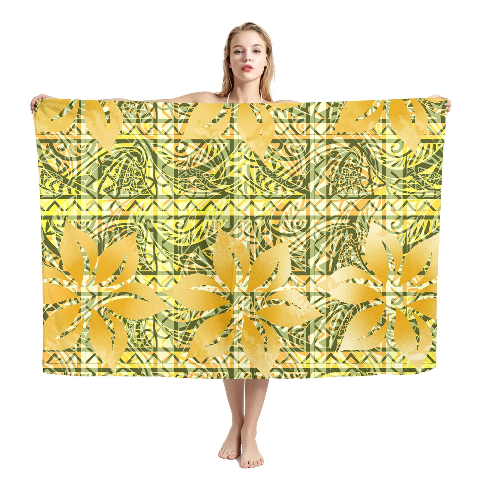 Casual Beach Party Portable Popular Custom Unisex Breathable Sarong Tribal Design Print Elegant Sulu Hawaiian Sarongs for Women
