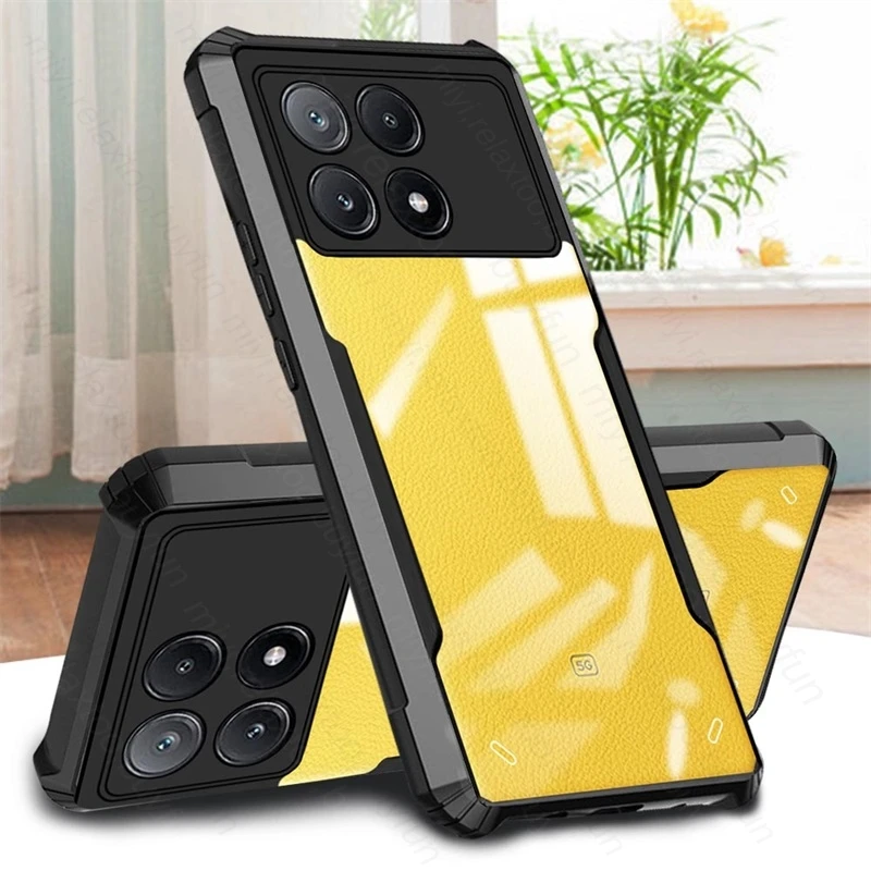 Transparent Acrylic Shockproof Armor Case On Poko Little X6Pro X 6 6X 5G TPU Soft Frame Protect Fundas For PocoX6 Poco X6 Pro 5G