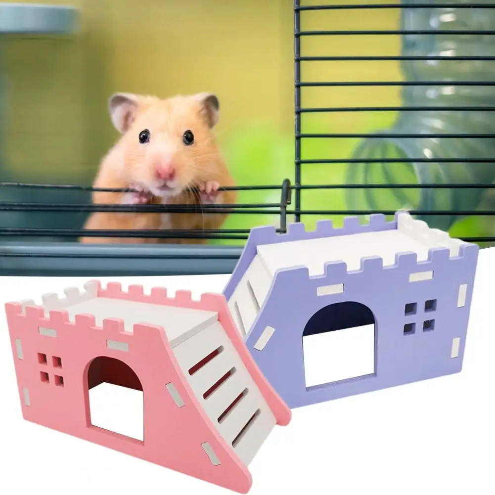 Hamster Villa Hideout House for Golden Bear Rat with Ladder Ventilated Entertainment Venues Small Animal