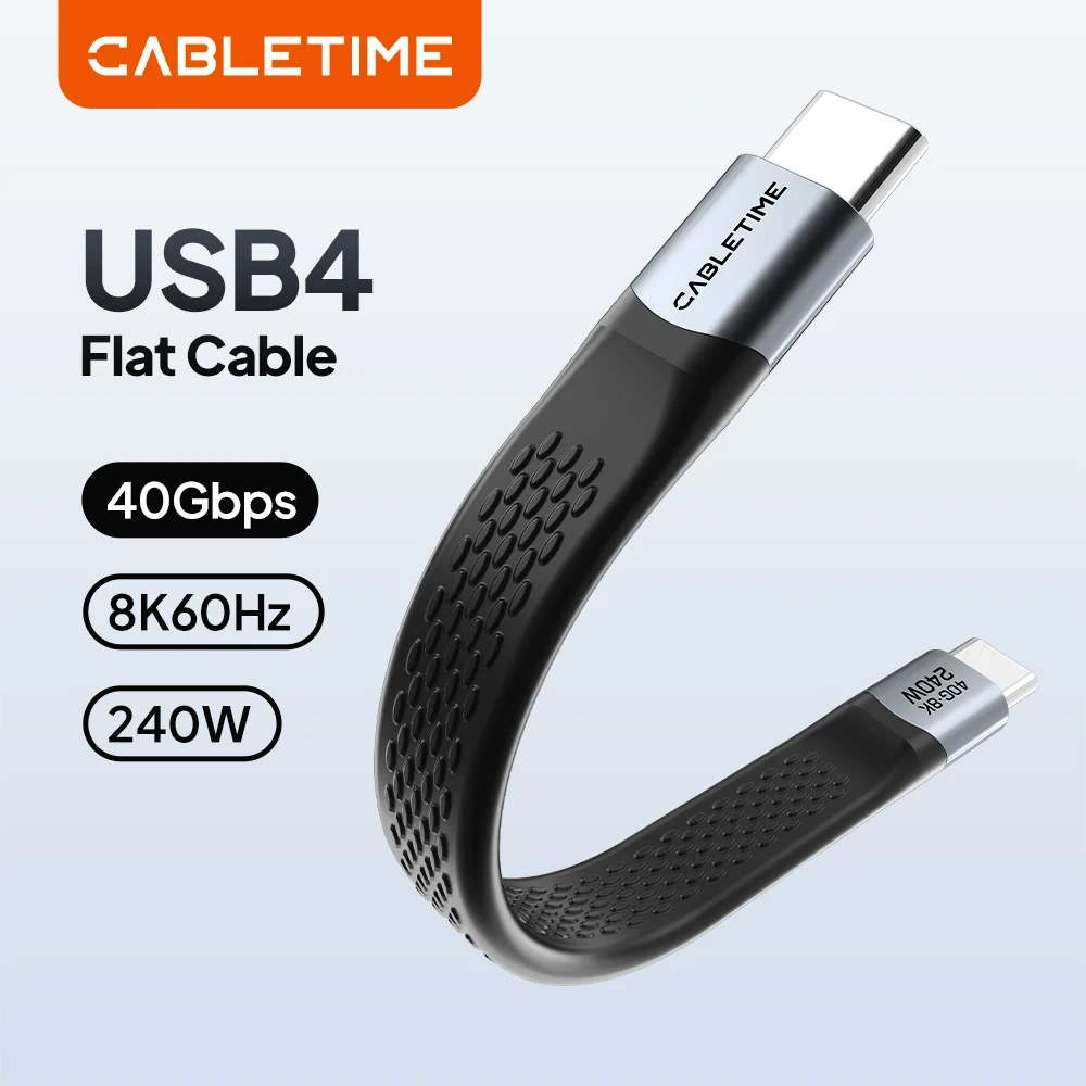 CABLETIME USB4 Cable PD 100W USB-IF Certified Short Cable 8K@60Hz 40Gbps Type C Cable Fast Charge for Macbook Pro Laptop