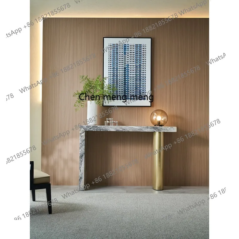 

Light luxury high-end household Italian natural marble entrance cabinet with entrance door against wall
