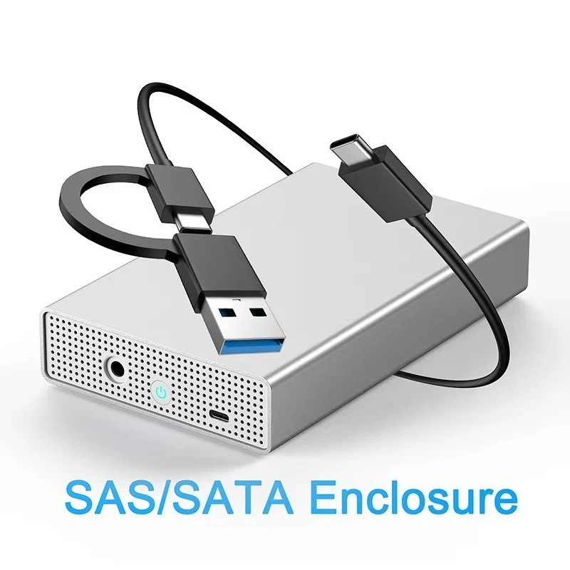 

EE1 Blueendless 2.5 3.5 Inch SAS External Enclosure USB-C SAS/SATA SSD/HDD Hard Disk Drive Enclosure SAS SATA 2.5" 3.5"